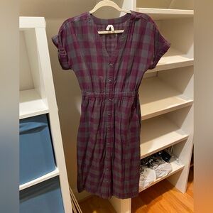 Pact Purple Plaid Midi Dress